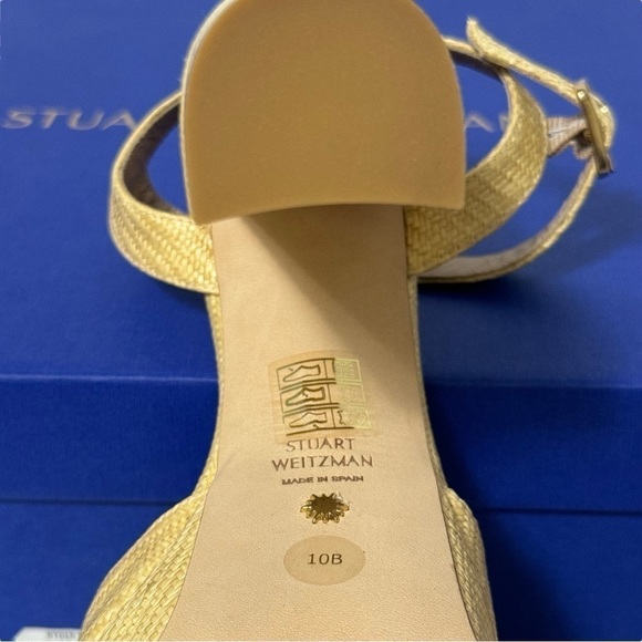 Stuart Weitzman Ryder 95 Platform Sandal Wheat Fine Rafia Size 10 New In Box - Picture 13 of 15